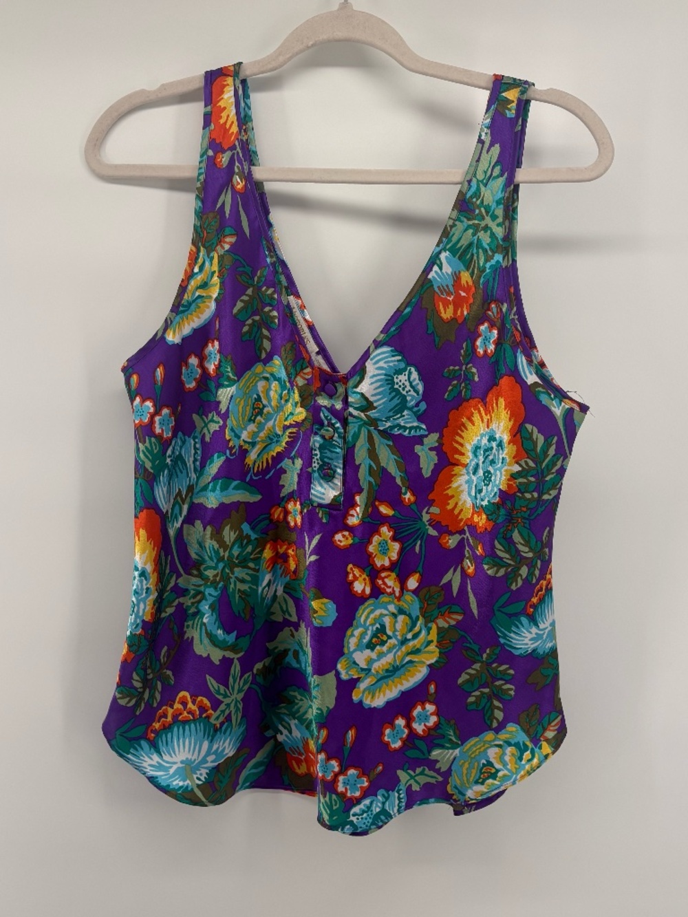vintage Victorias secret floral satin v neck wide strapped tank top size large